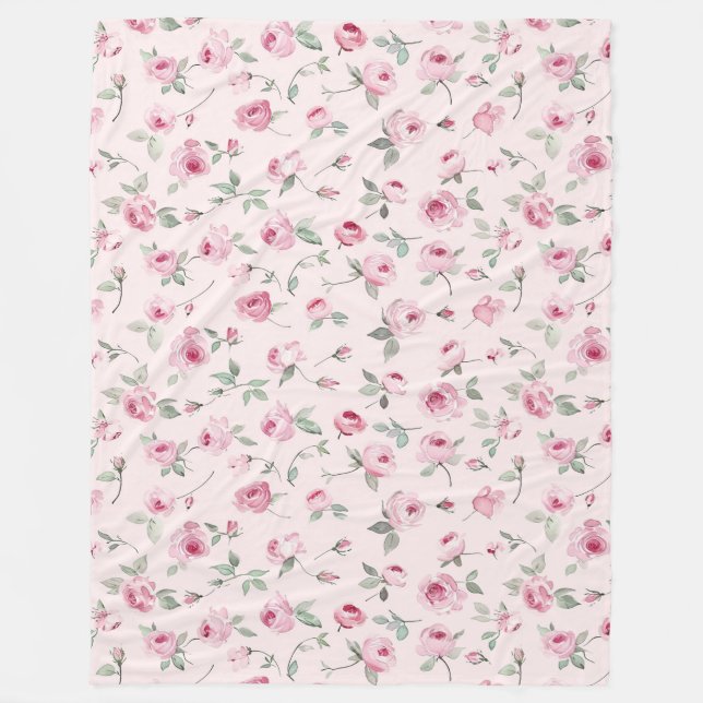 Cobertor De Velo Bonito Rosas Rosa Floral (Frente)