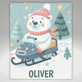 Cobertor De Velo Bonito Urso Polar Movido Snowmobile Personalizado