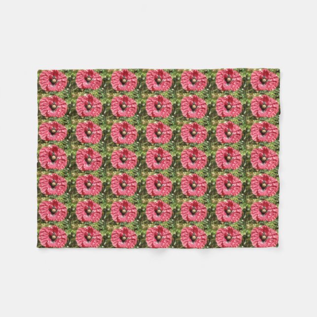 Cobertor De Velo Bonito Vermelho Flor Macro Fleece (Frente (Horizontal))