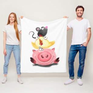 Cobertor De Velo Bons amigos, Pintinho e mouse - Engraçado