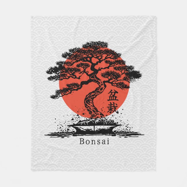 Cobertor De Velo Bonsai Japonês Personalizado Folheto de Texto (Frente)