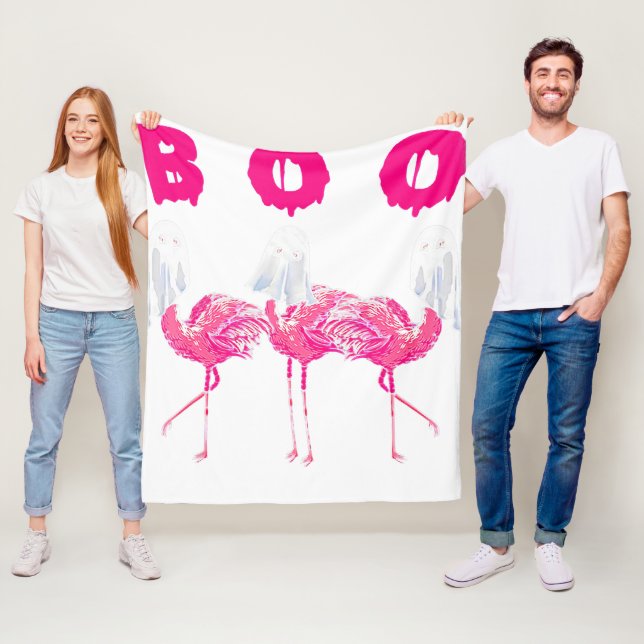 Cobertor De Velo Boo Flamingo Halloween Flamingo Ghost (In Situ)