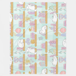 Cobertor De Velo Bookish Cat Gift Green Pastel