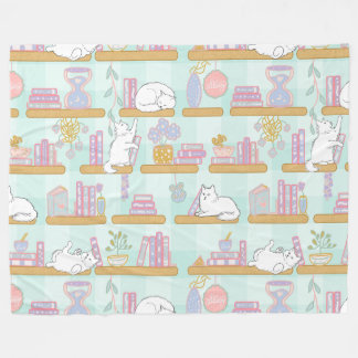 Cobertor De Velo Bookish Cat Gift Green Pastel