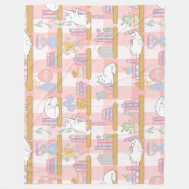 Cobertor De Velo Bookish Cat Gift Pink Pastel