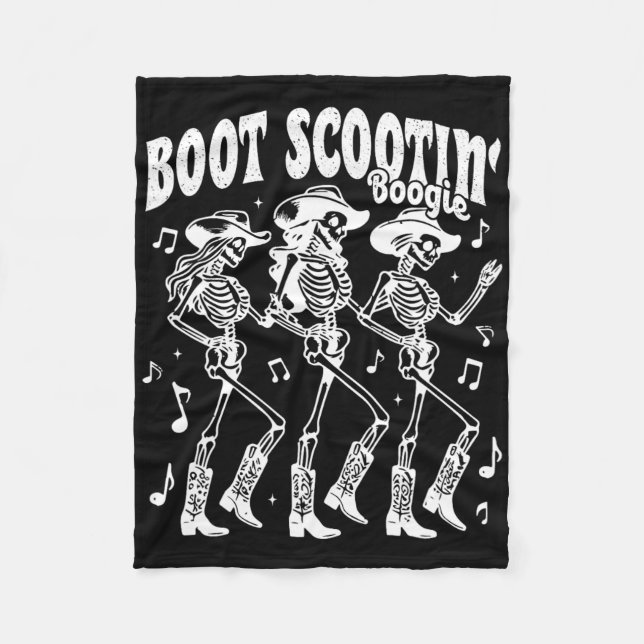 Cobertor De Velo Boot Scootie Retro Western Skeleton Dancin (Frente)