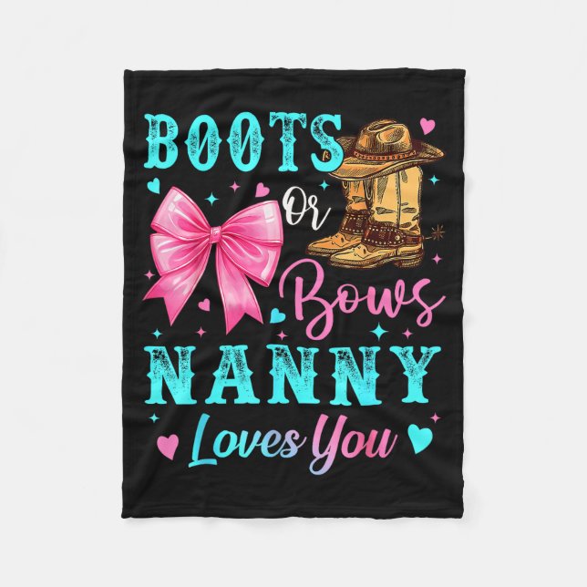 Cobertor De Velo Boots Or Bows Nanny Loves You Gender Reveal Family (Frente)