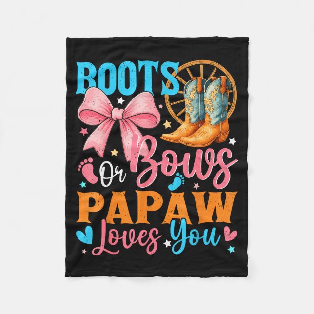 Cobertor De Velo Boots Or Bows Papaw Loves You Gender Reveal Family (Frente)