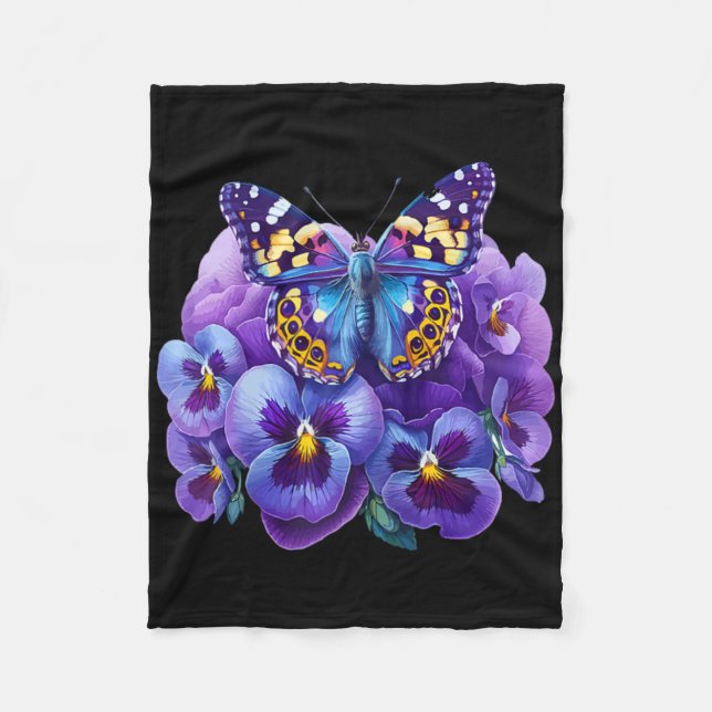 Cobertor De Velo Borboleta Com Flores Roxas Amnésia Viola Heime (Frente)