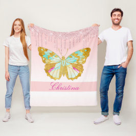 Cobertor De Velo Borboleta de Teto Rosa Glitter Personalizada