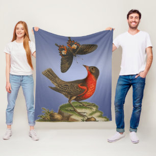 Cobertor De Velo Borboleta e pássaro natural