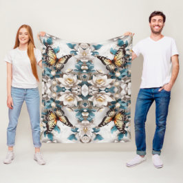 Cobertor De Velo Borboleta sem costura e padrão de flores Flor Eleg