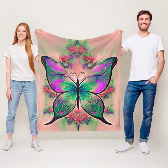 Cobertor De Velo Borboleta verde-roxa a rosa (In Situ)