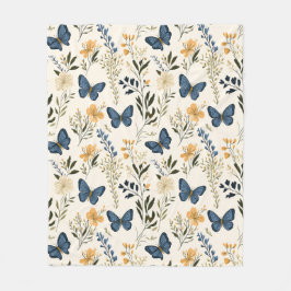 Cobertor De Velo Borboletas azuis de algodão e verde