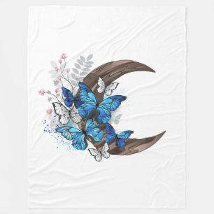 Cobertor De Velo Borboletas azuis em crescente de madeira