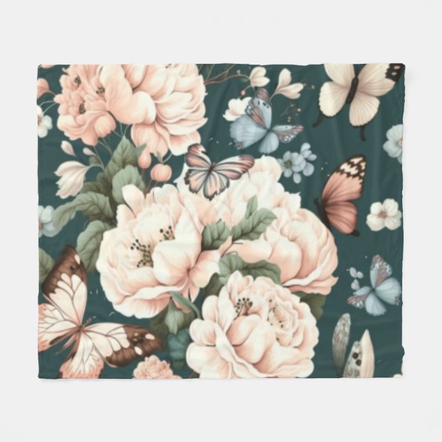 Cobertor De Velo Borboletas e flores (Frente (Horizontal))