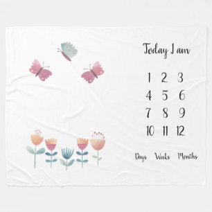 Cobertor De Velo Borboletas e flores Bebê marco do primeiro ano