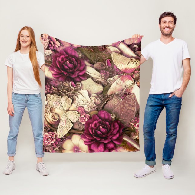 Cobertor De Velo Borboletas E Rosas De Colagem Decorativa (In Situ)