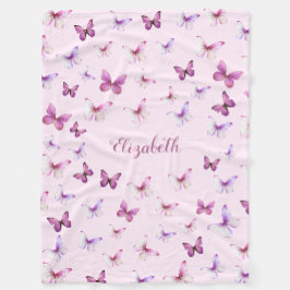 Cobertor De Velo Borboletas Rosa Bonito Nome Personalizado Menina