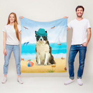 Cobertor De Velo Borda Collie Dog na praia