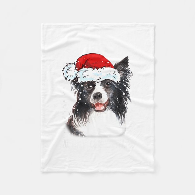 Cobertor De Velo Border Collie Dog Santa Christmas Lights Xmas Boys (Frente)