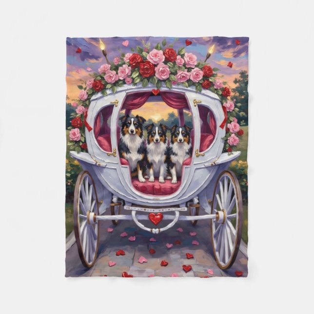 Cobertor De Velo Border Collie Dog Valentine's Day (Frente)