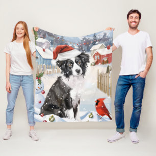 Cobertor De Velo Border Collie Dog Winter Wonderland Natal Joy