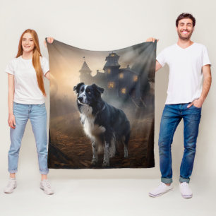 Cobertor De Velo Border Collie Halloween Assustador