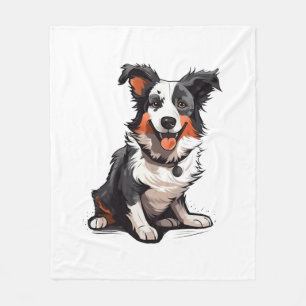 Cobertor De Velo Border Collie Playful Pups - Cartoon Engraçado