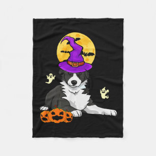 Cobertor De Velo Border Collie Preto E Branco Bruxa Halloween