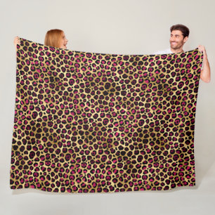 Cobertor De Velo Bordô e Dourado Série Leopardo Design 2