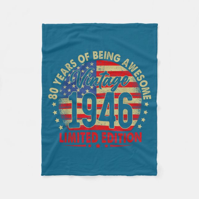 Cobertor De Velo Born In 1946 Limited Edition 80th Birthday 80 Year (Frente)