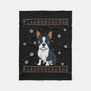 Cobertor De Velo Boston Terrier Christmas Sweet Xmas Pet Animal D