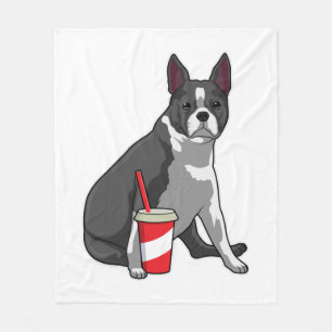 Cobertor De Velo Boston Terrier com bebida