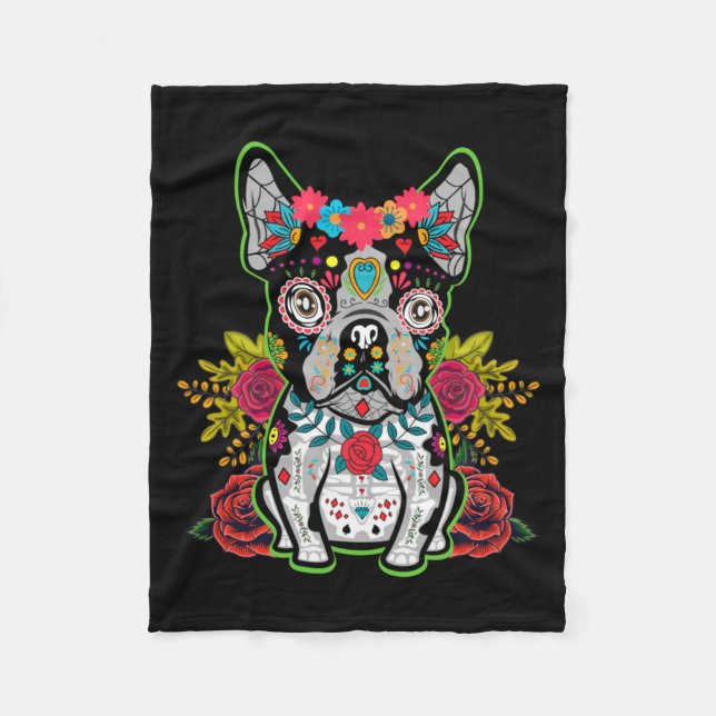 Cobertor De Velo Boston Terrier Dia De Los Muertos Dia Dos Mortos (Frente)