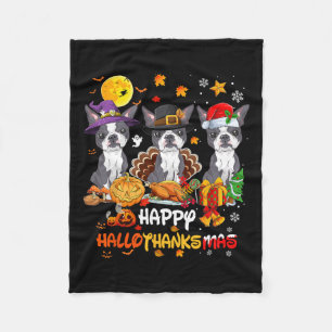 Cobertor De Velo Boston Terrier Dog Happy Halloween Ação de Graças