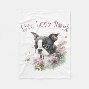Cobertor De Velo Boston Terrier Dog Mãe Floral