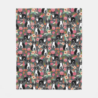 Cobertor De Velo Boston Terrier floral - cães e flores