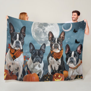 Cobertor De Velo boston terrier Halloween Spooky