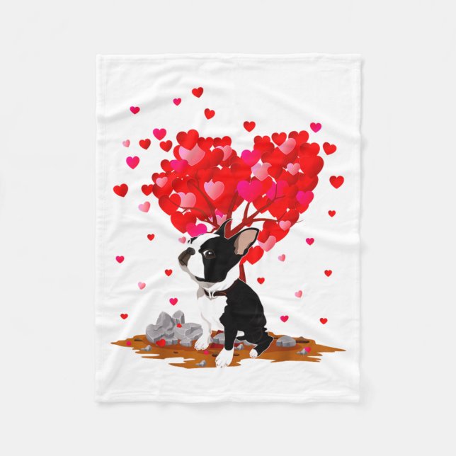 Cobertor De Velo Boston Terrier Lover Heart Shape Boston Terrier Va (Frente)