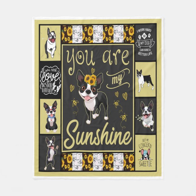 Cobertor De Velo Boston Terrier Você É Meu Sol (Frente)