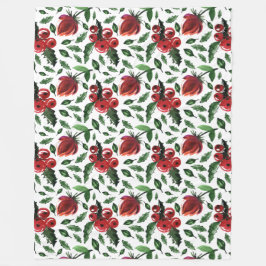 Cobertor De Velo Botânica Holly Berries, Folhagem de inverno