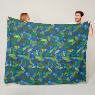 Cobertor De Velo Botânica Simples Padrão Floral Mínimo Azul Berr