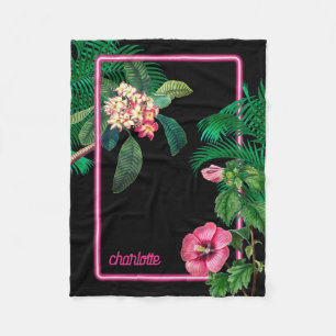 Cobertor De Velo Botânica Tropical Neon Pink