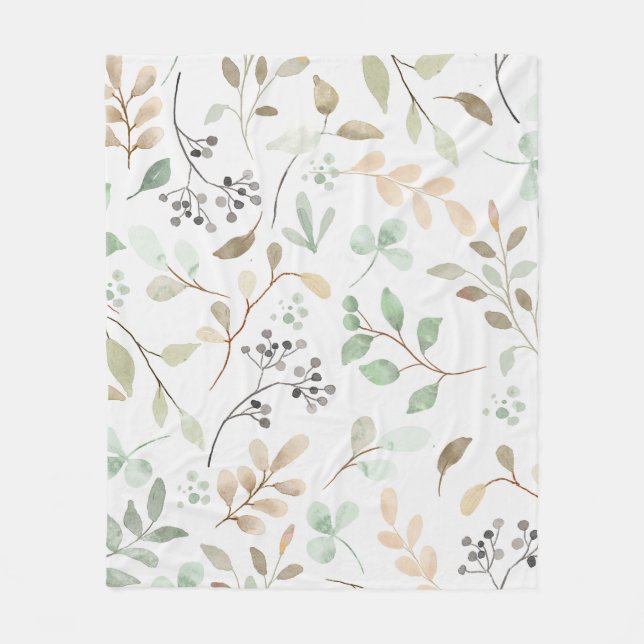 Cobertor De Velo Botanical Leaves Fleece Blanket (Frente)