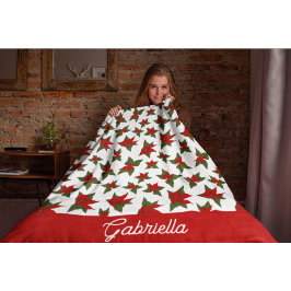 Cobertor De Velo Botânico floral vermelho de Natal
