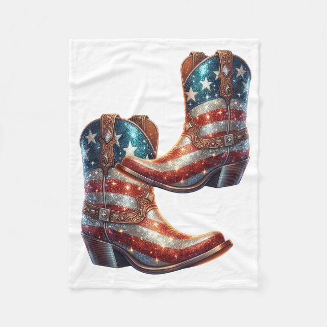 Cobertor De Velo Botas de Cowboy Bandeira Americana Bling (Frente)