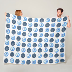 Cobertor De Velo Botões de Costura Azul Chique em Branco