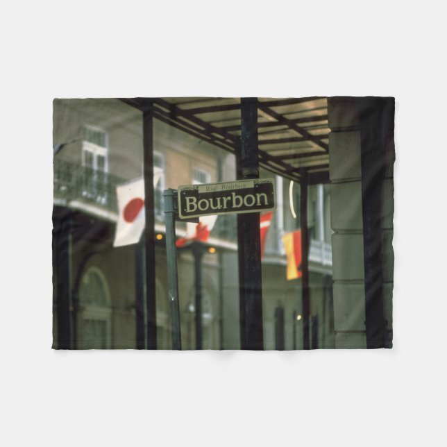 Cobertor De Velo Bourbon Street Sign in New Orleans (Frente (Horizontal))