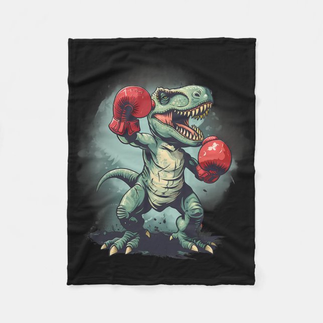 Cobertor De Velo Boxeador Dinossauro Boxe Dino Kickboxing T-rex Box (Frente)